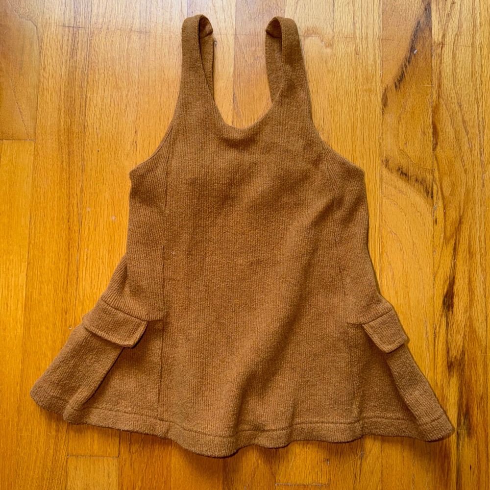 Zara Kids Brown Knit Pinafore Wool Blend Cargo Pocket Jumper Dress Size 4 Fall